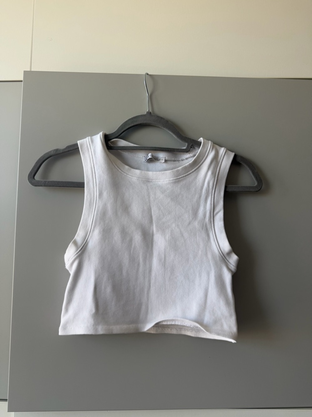 Zara White Ribbed Sleeveless Cropped Tank